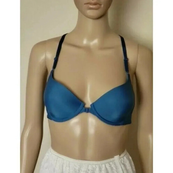 Victoria's secret lined Demi under wire front close racerback blue bra size 32D - Picture 4 of 6